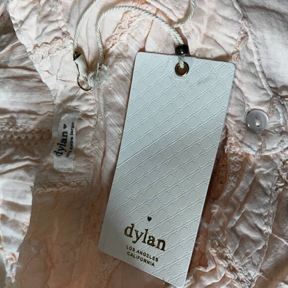 DYLAN Patchwork Long Sleeve Button Tunic Top- Light Peach - New with Tags - XXL - Picture 7 of 10